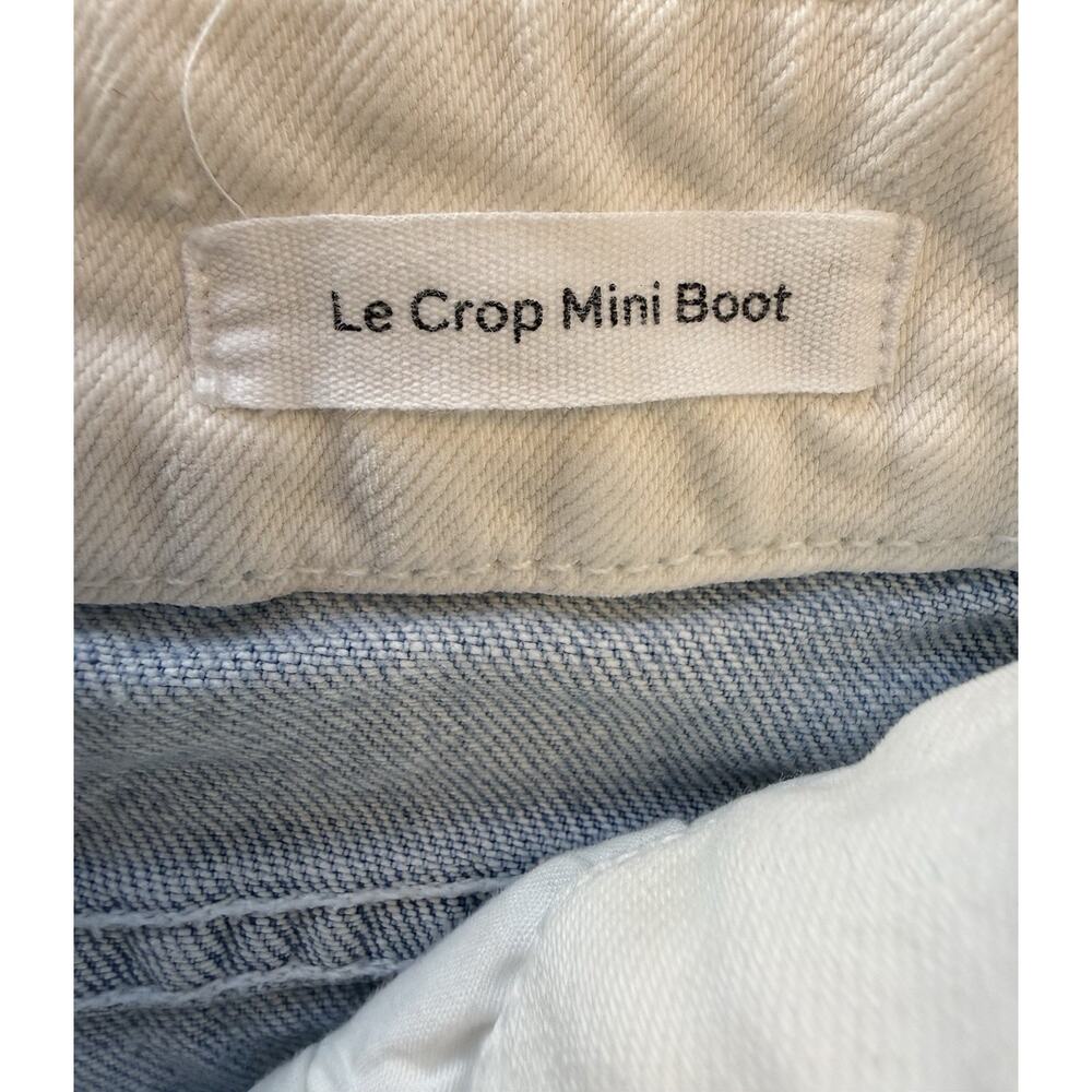 FRAME Le Crop Mini Boot Jeans Womens 24 Blue White Stripe Raw Hem Flare Cropped - Picture 9 of 16